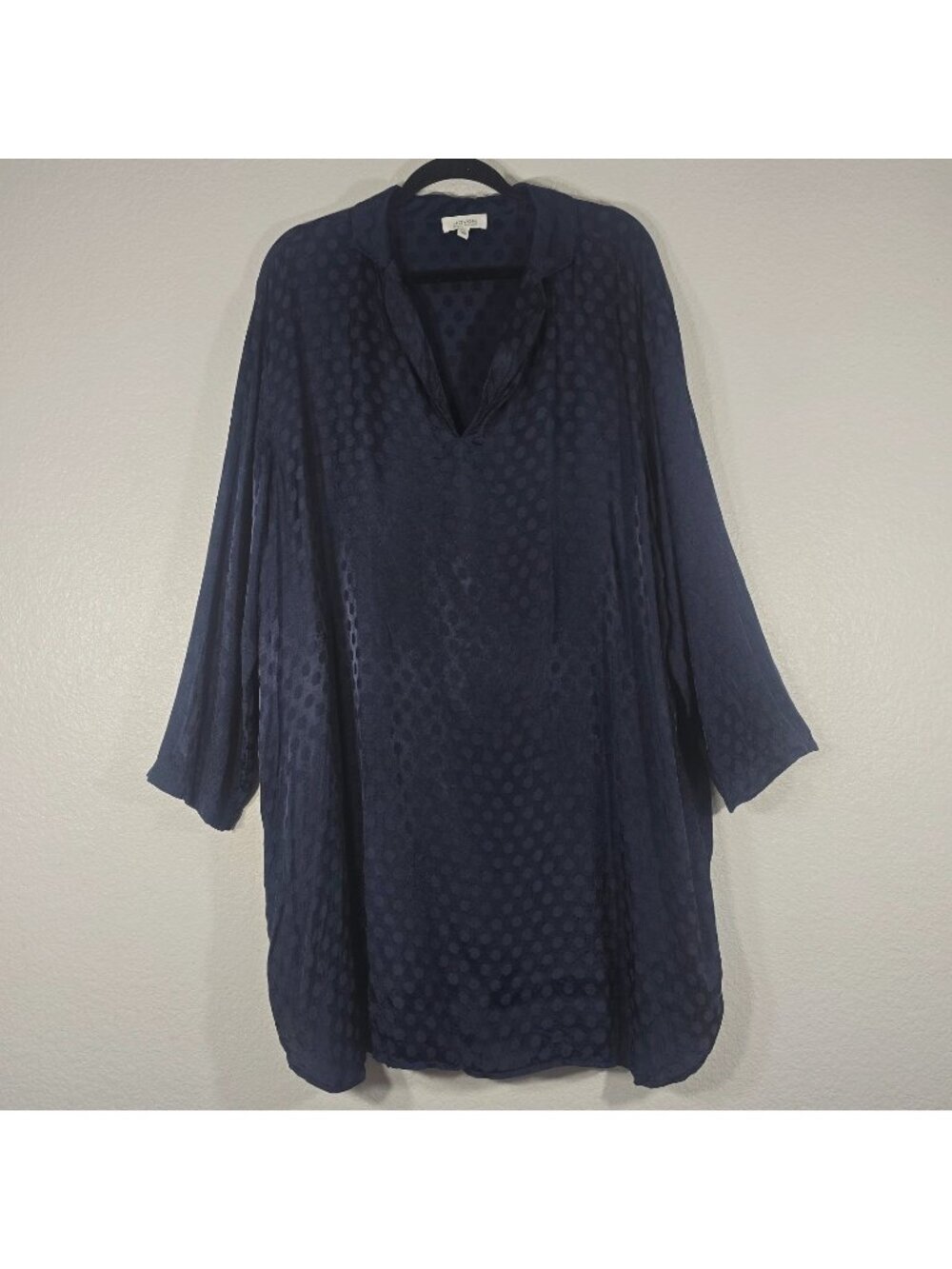 Haven Well Within Polka Dot Shift Dress Women Size 2XL Blue Collared Lightweight